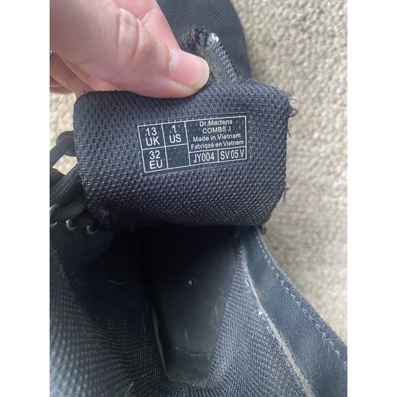 Dr. Martens Boots Kids Size 1 Doc Combs J Combat Lace Up Canvas Zip Black Youth - Picture 7 of 12